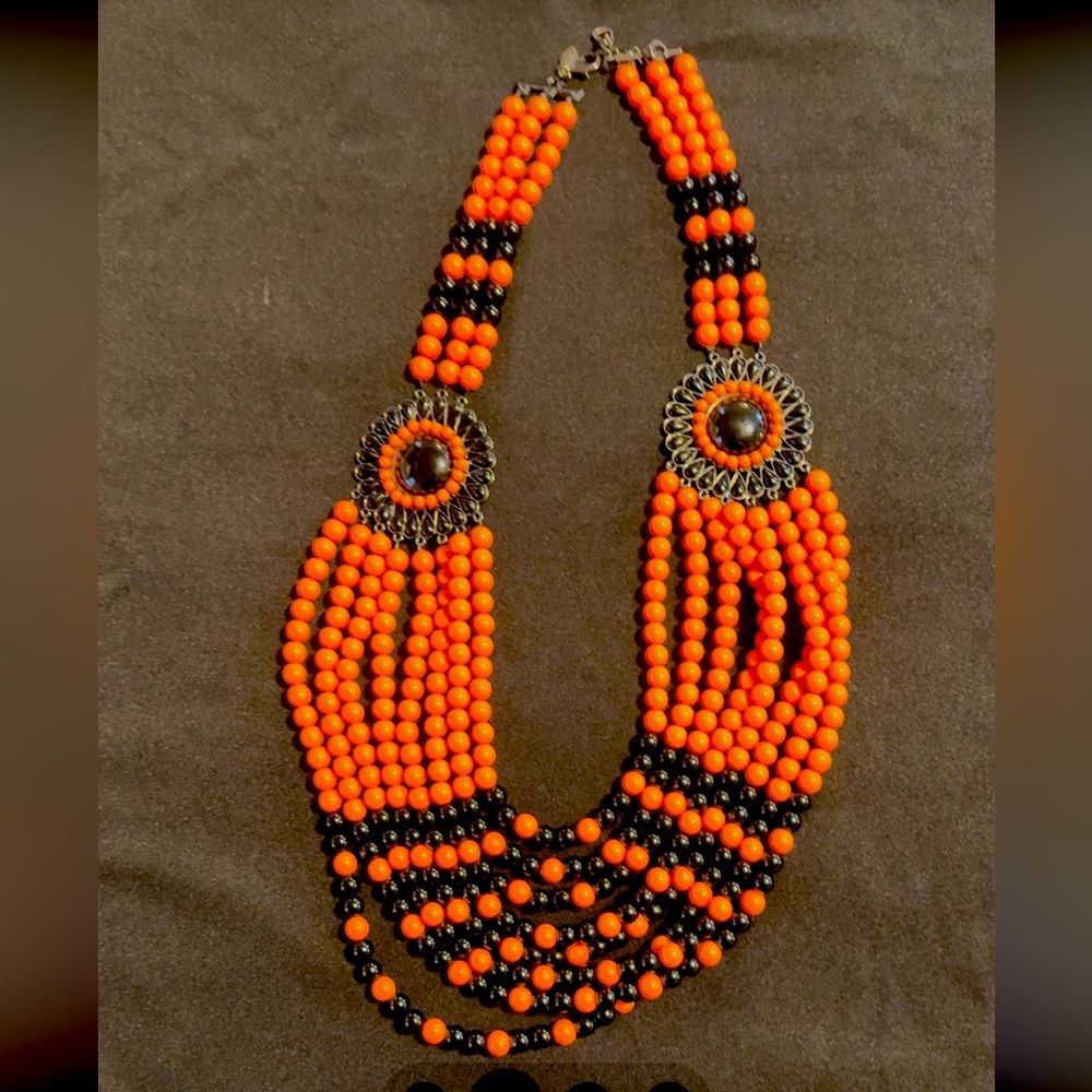 RIVERS Orange and Black Beaded Necklace. 
Gorgeous